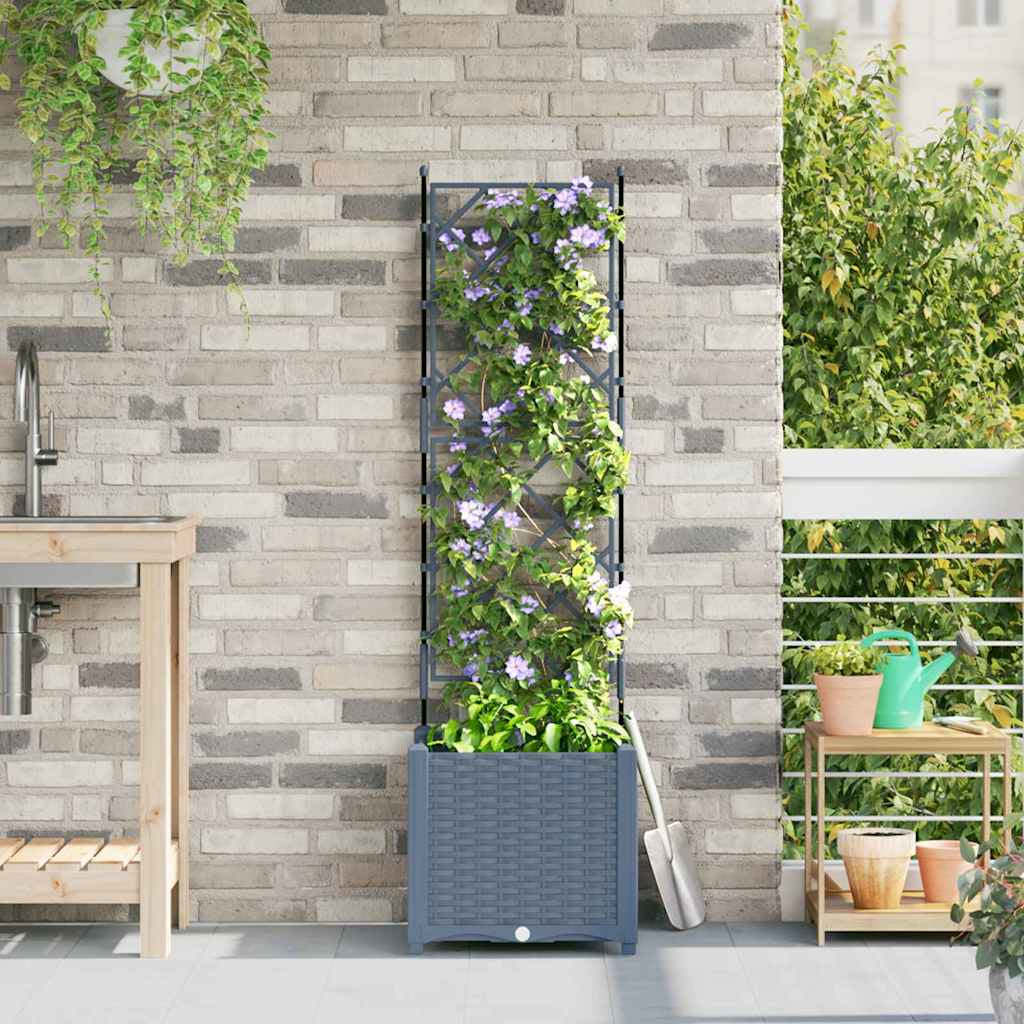 Vidaxl Maceta De Jardín Con Enrejado Gris Claro 40 X 40 X 143 Cm Pp_1