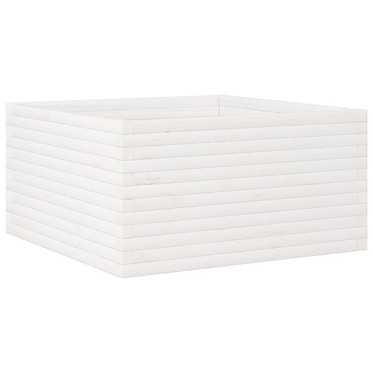 Jardinera De Madera Maciza De Pino Blanca 90x90x46 Cm_0