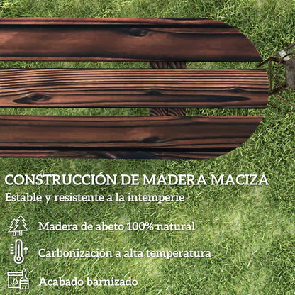 Outsunny Banco De Jardín Con 2 Ruedas Decorativas 120x29x39 Cm Carbonizado_5