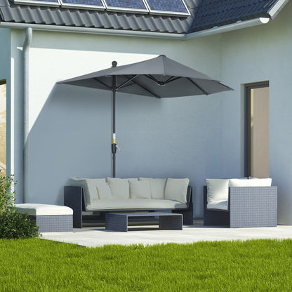 Outsunny Sombrilla De Pared Jardín 200x190x240cm Con Manivela Para Terraza Gris_1