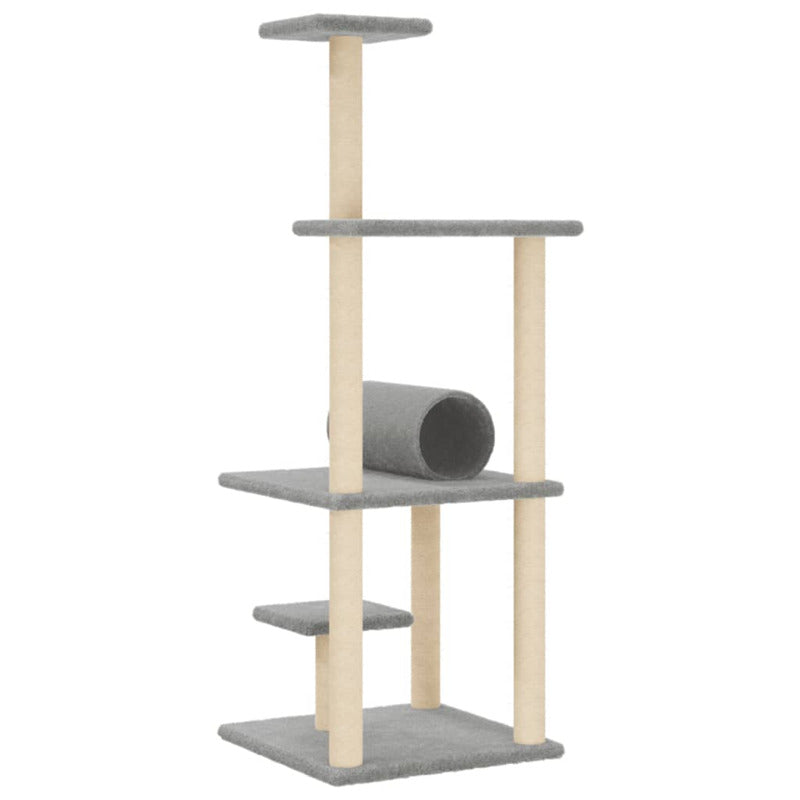 Vidaxl Rascador Para Gatos Con Postes De Sisal Gris Claro 136 Cm_5