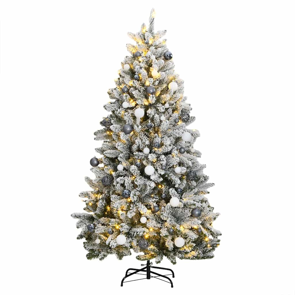 Vidaxl Árbol De Navidad Artificial Con Bisagras 300 Led Y Bolas 210 Cm_0