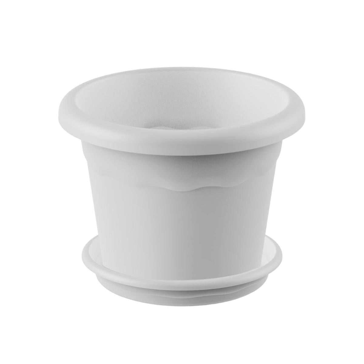 Vaso redondo Terra com pires branco pacote 26 x 19 cm