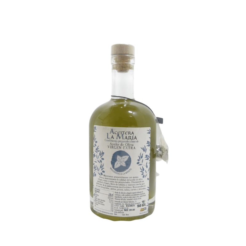 Aceite De Oliva Virgen Extra Macerado A La Menta 50 Cl Con Vertedor Metálico_1