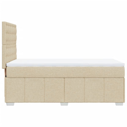 Cama Box Spring Con Colchón Tela Color Crema 90x190 Cm / Vetonek_1