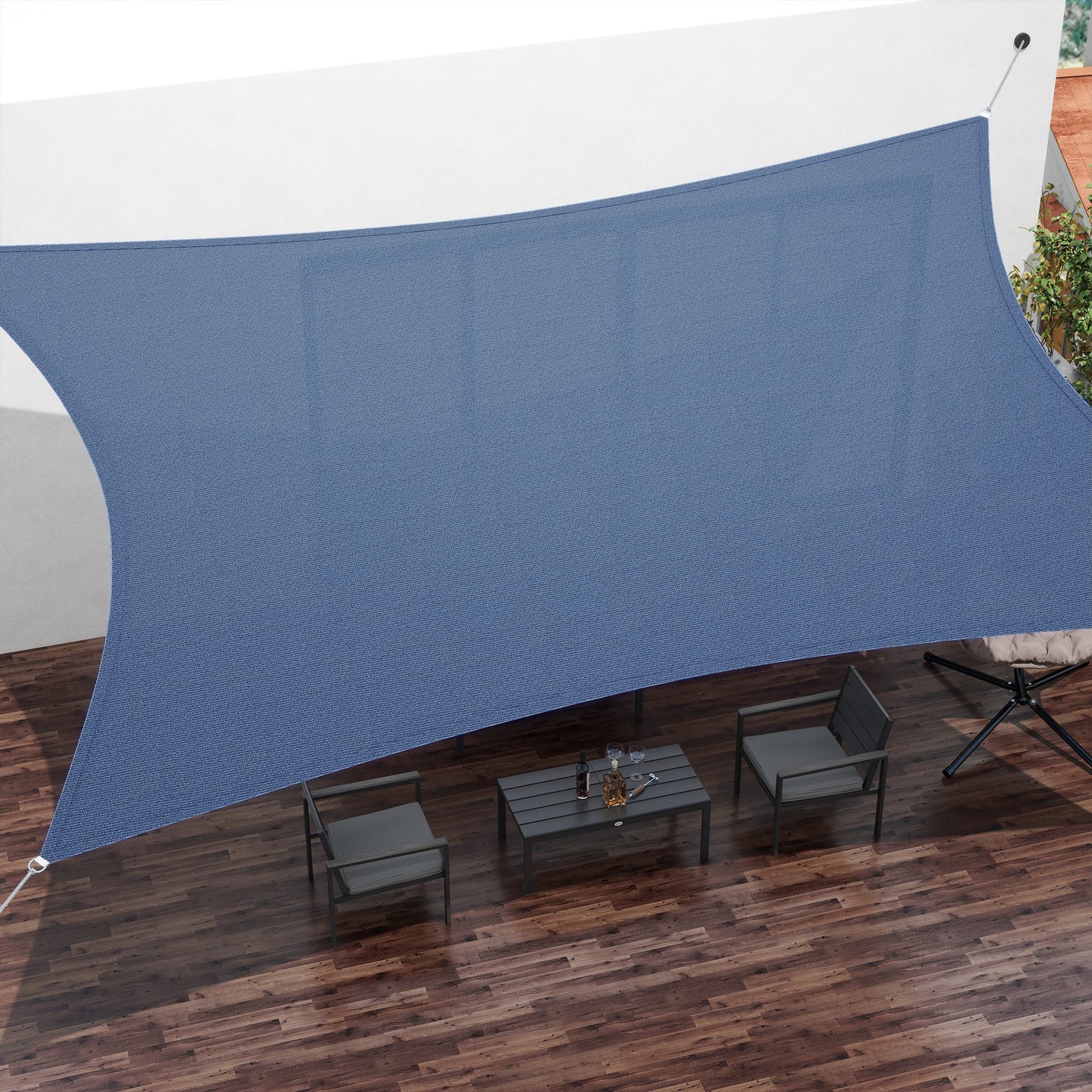 Outsunny Toldo Vela De Sombra Rectangular 4x6 M Con Anti-uv Azul_4
