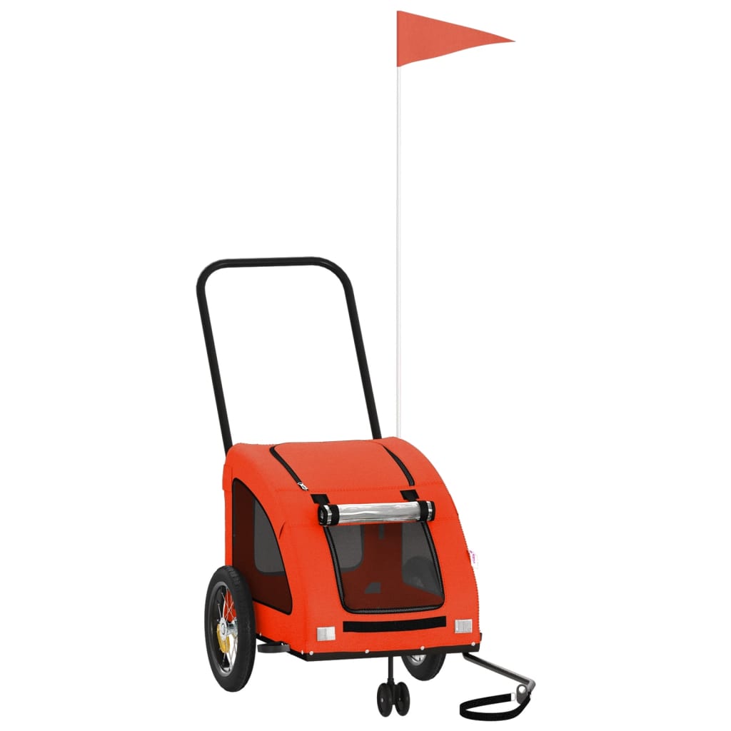 Remolque De Bicicleta Mascotas Hierro Tela Oxford Naranja Gris_0