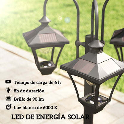 Farola Solar Outsunny Abs, Acero Inoxidable Negro 52x52x185 Cm_3