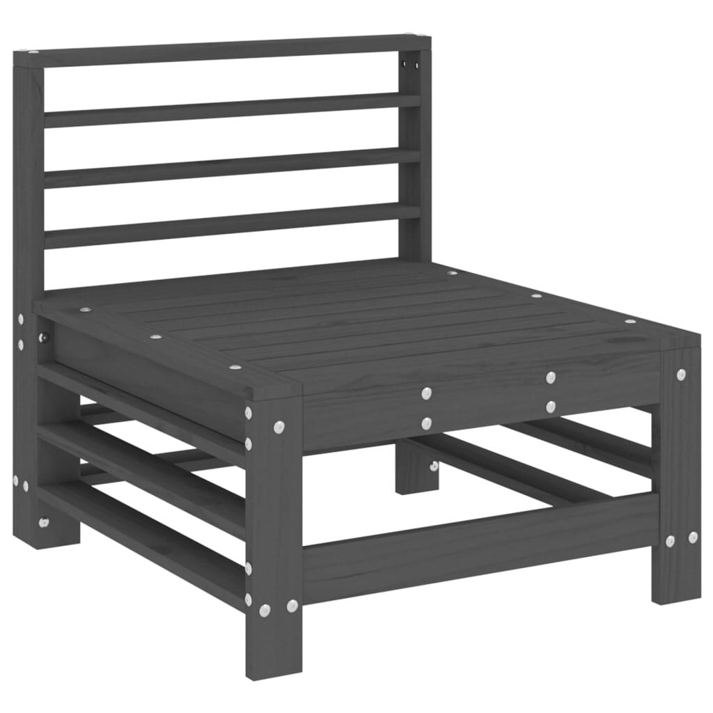 Vidaxl Mesa Y Taburetes Altos Jardín 6 Pzas Madera Maciza De Pino Gris_3