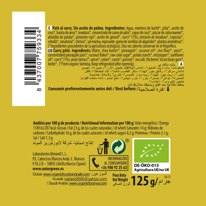 Patê de Caril Bio Naturgreen 125 g