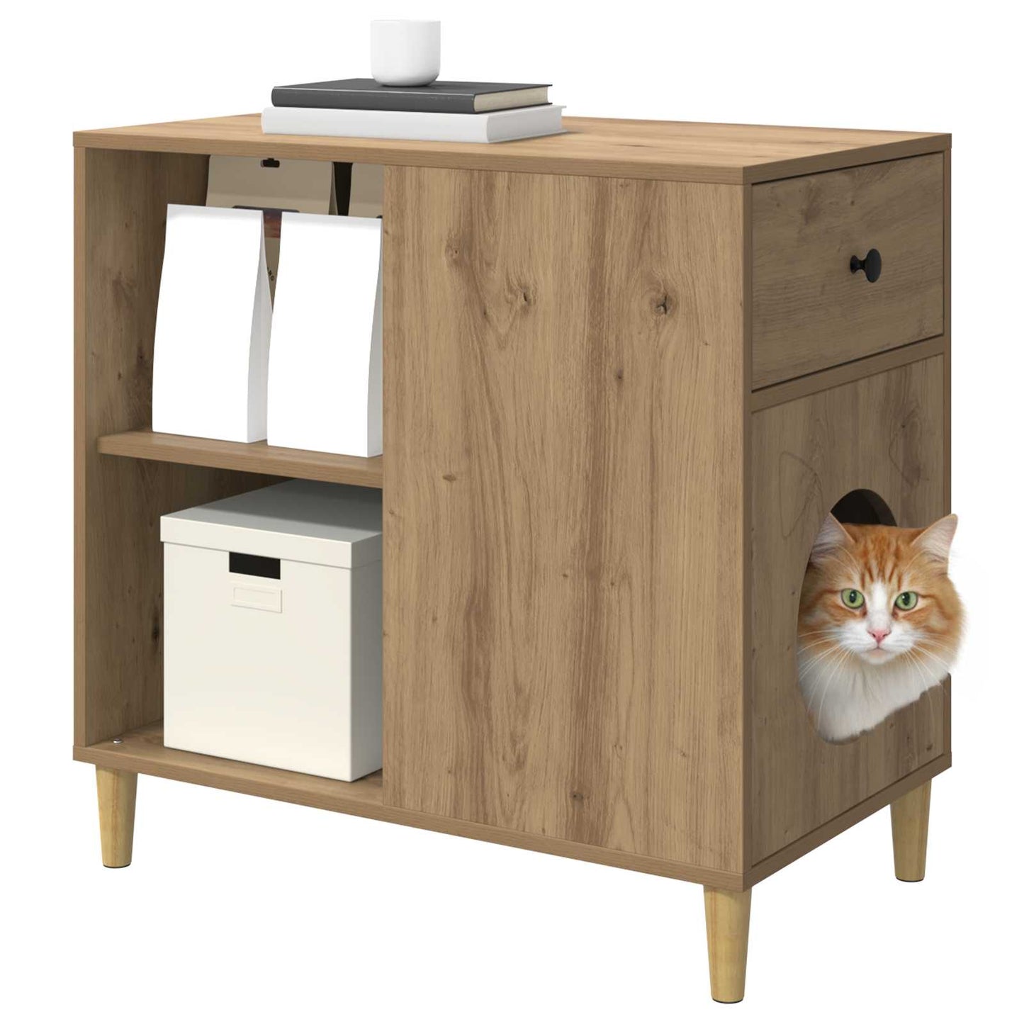 Casa Para Gatos Roble Artesanal 72 X 42.5 X 70 Cm_2