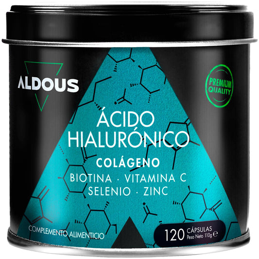 Ácido hialurónico + colagénio, vitamina C, biotina, zinco, selénio Aldous BIO 120 cápsulas XL