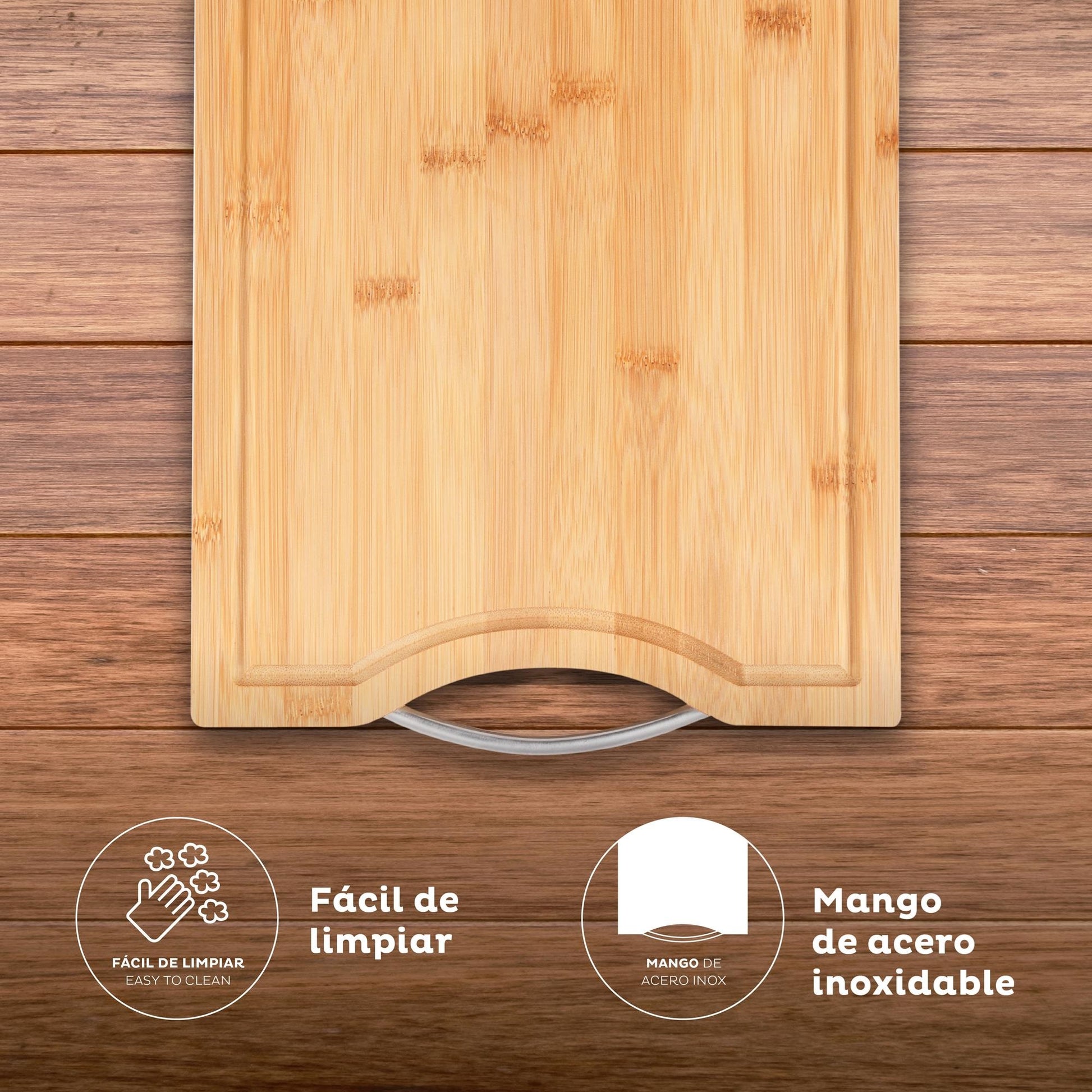 Set De 4 Cuchillos De Cocina Y Tabla De Cortar De Bambú San Ignacio_4