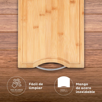 Set De 4 Cuchillos De Cocina Y Tabla De Cortar De Bambú San Ignacio_4