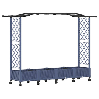 Cama Elevada Con Trellis Y Techo Gris 207 X 40 X 129 Cm Pp_0
