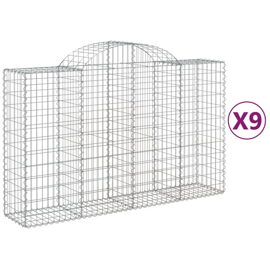 Cestas De Gaviones 9 Uds Forma De Arco Hierro 200x50x120/140 Cm_0