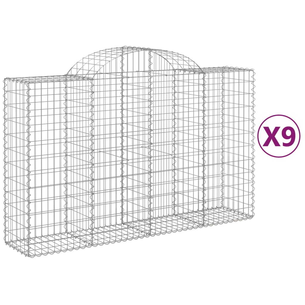 Cestas De Gaviones 9 Uds Forma De Arco Hierro 200x50x120/140 Cm_0