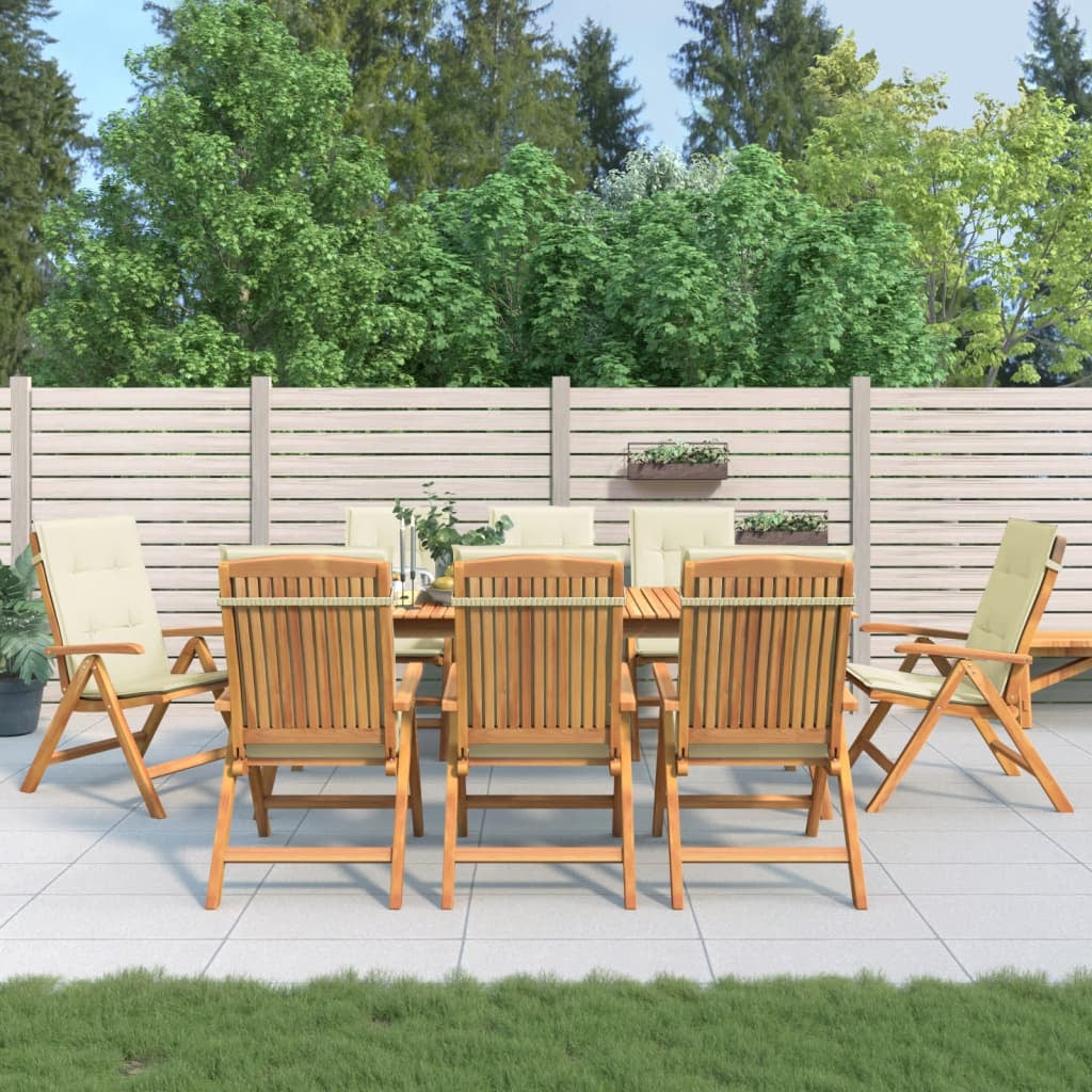 Vidaxl Sillas De Jardín Reclinables Y Cojines 8 Uds Madera Maciza Teca_1