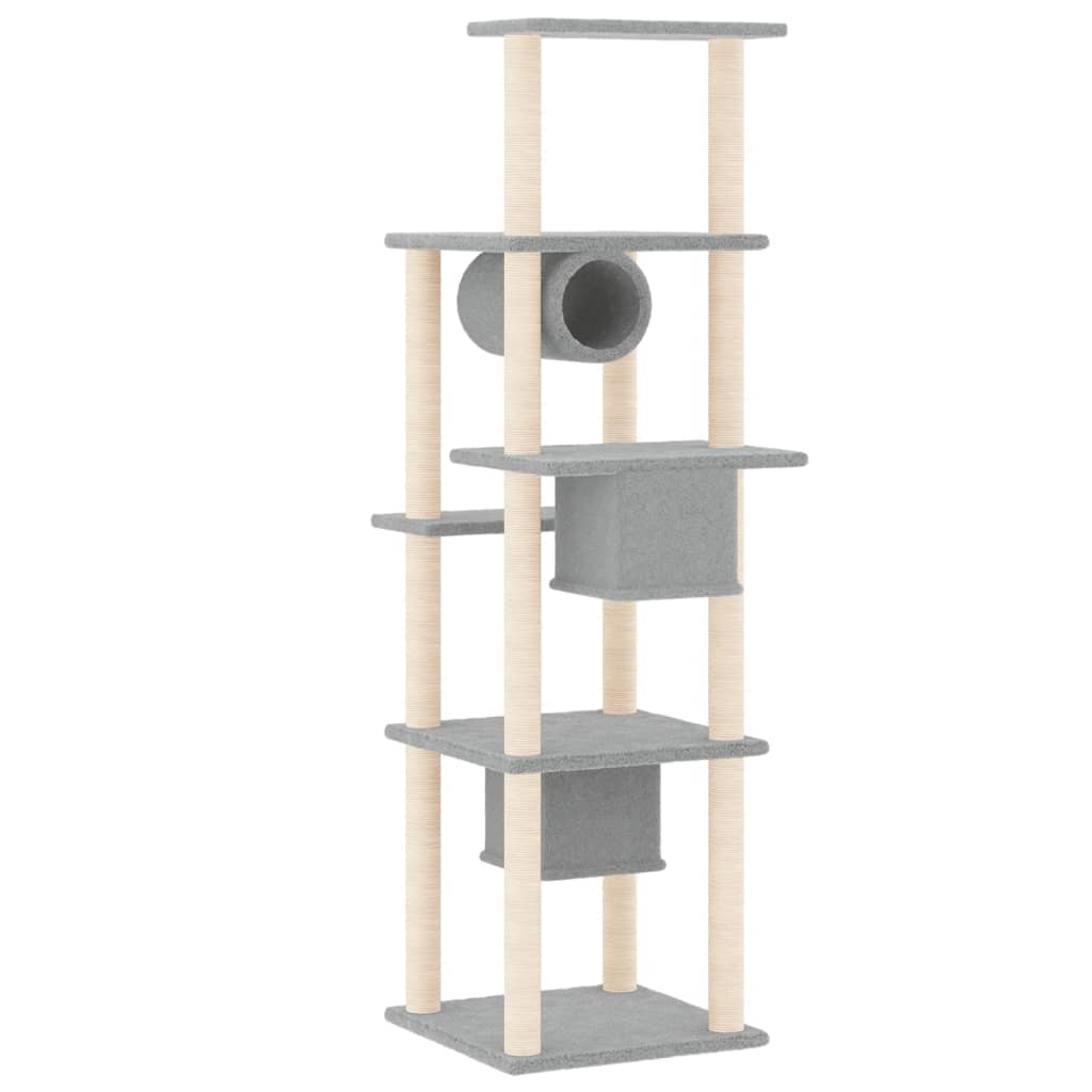 Rascador Para Gatos Con Postes De Sisal Gris Claro 169 Cm_4