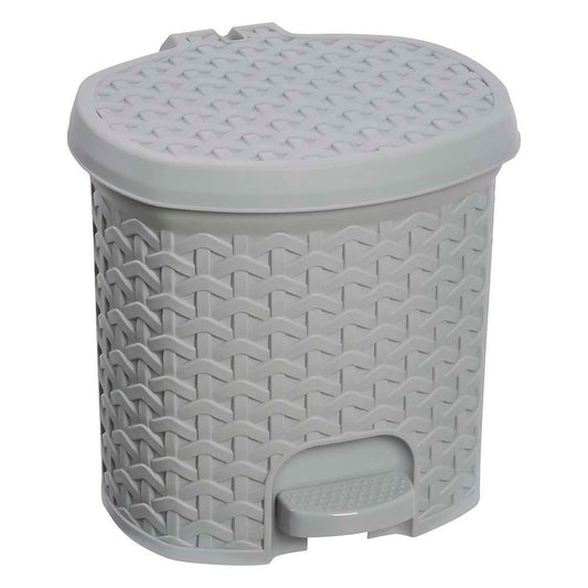 Cubo De Basura / Papelera Polivalente, Con Tapa, Diseño Rattán, Capacidad 3l, Tamaño 19,5x20,5x20,5 Color Gris Nórdico_0