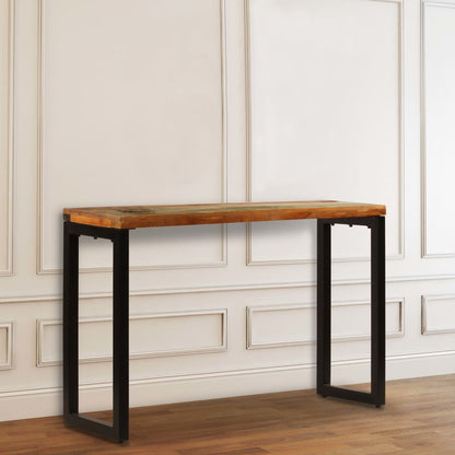 Mesa Consola Madera Maciza Reciclada Y Acero 120x35x76 Cm_2