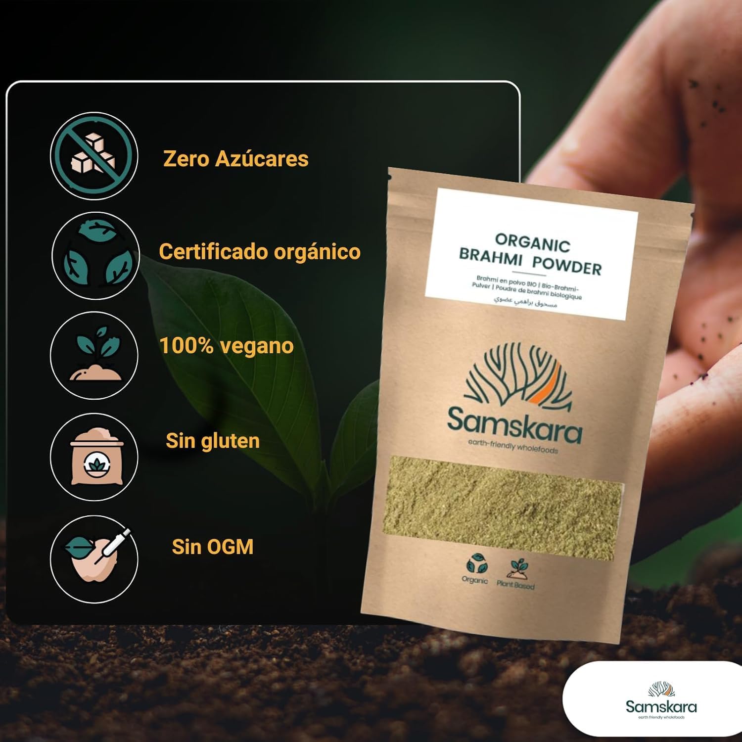 Brahmi En Polvo Bio - 100g | Superalimento Ecológico Vegano Para Batidos, Smoothies Y Zumos, Sin Azúcares Añadidos_4