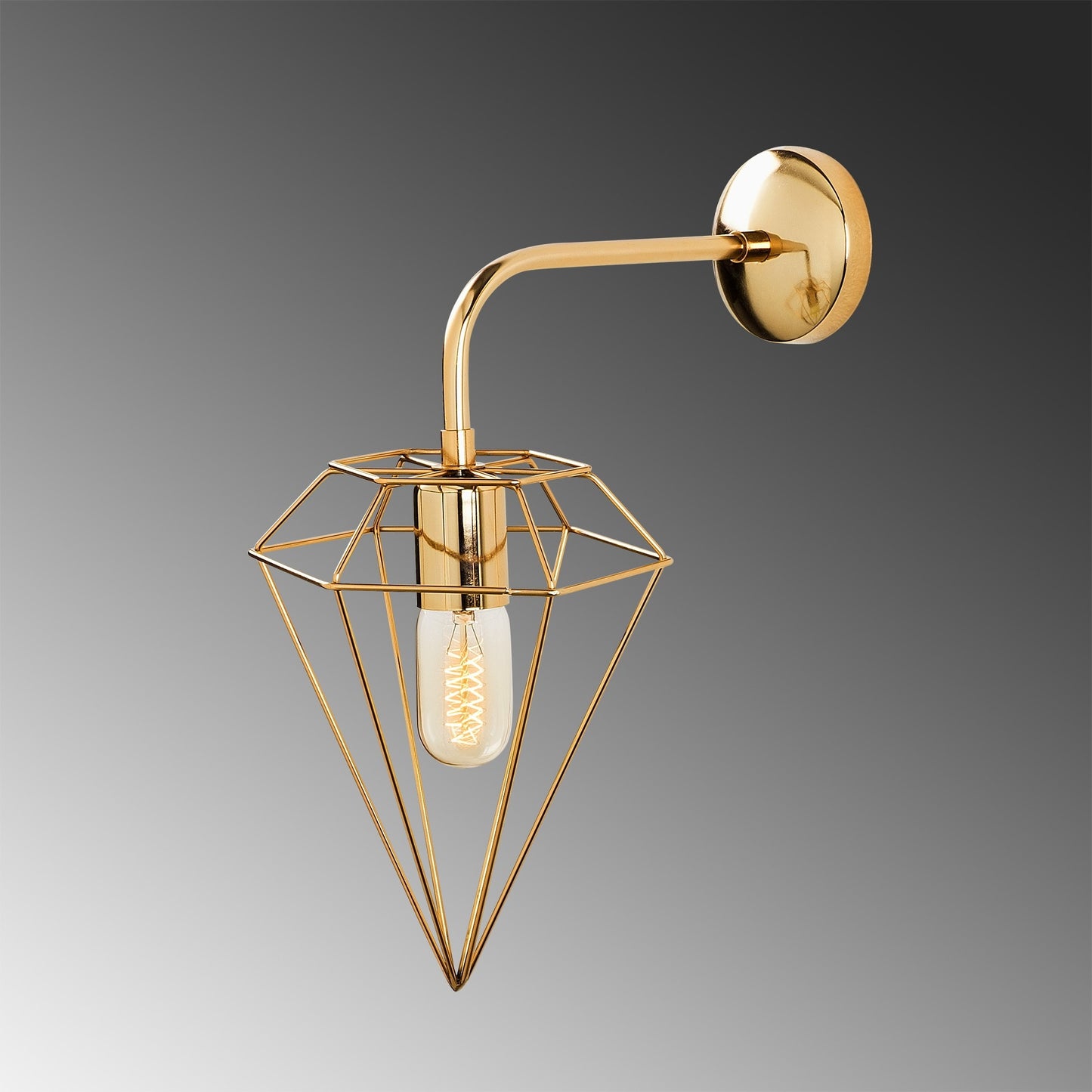 Aplique De Pared, Metal , Oro, 20x37x43, Casquillo E 27 Max 40 W