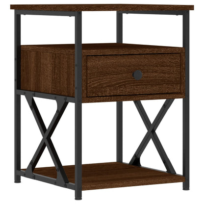 Mesita De Noche Madera De Ingeniería Marrón Roble 40x42x55 Cm_0