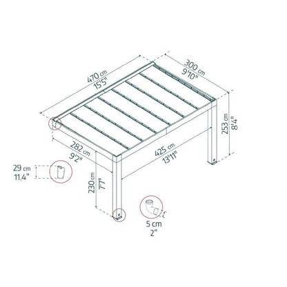 Pérgula anexa em madeira de cedro de Helsínquia 300x470 cm Canopia
