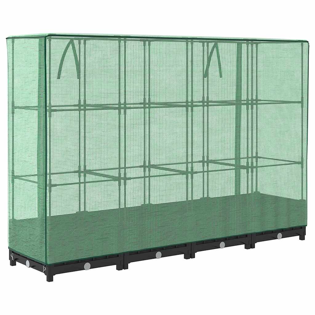 Jardinera Elevada Con Cubierta De Invernadero Aspecto Ratán 160x40x123 Cm_5