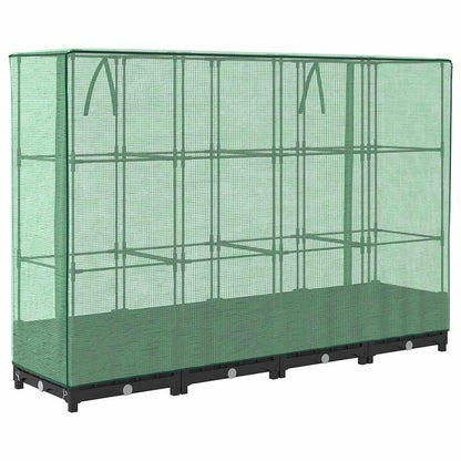 Jardinera Elevada Con Cubierta De Invernadero Aspecto Ratán 160x40x123 Cm_5