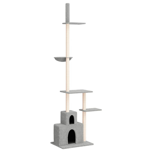 Vidaxl Árbol Rascador Gatos Suelo A Techo Gris Claro 250,5-276,5 Cm_0