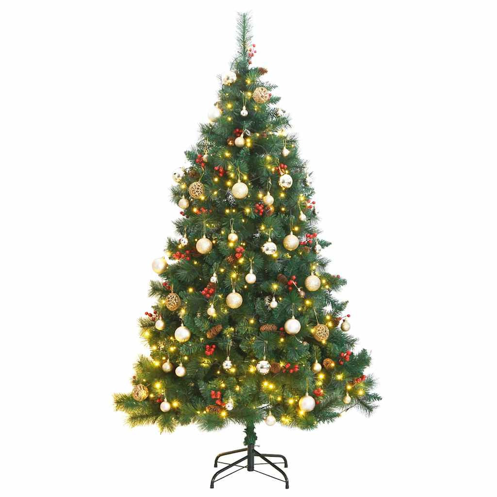 Vidaxl Árbol De Navidad Artificial Con Bisagras 300 Led Y Bolas 210 Cm_0