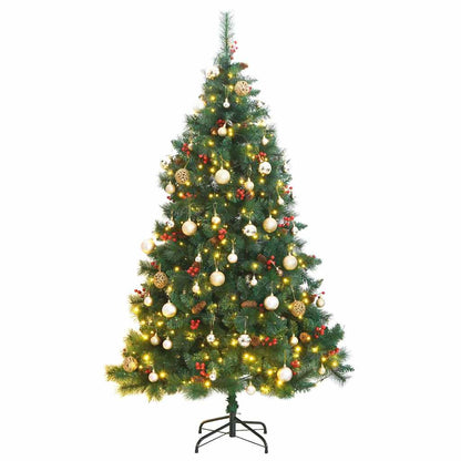 Vidaxl Árbol De Navidad Artificial Con Bisagras 300 Led Y Bolas 210 Cm_0