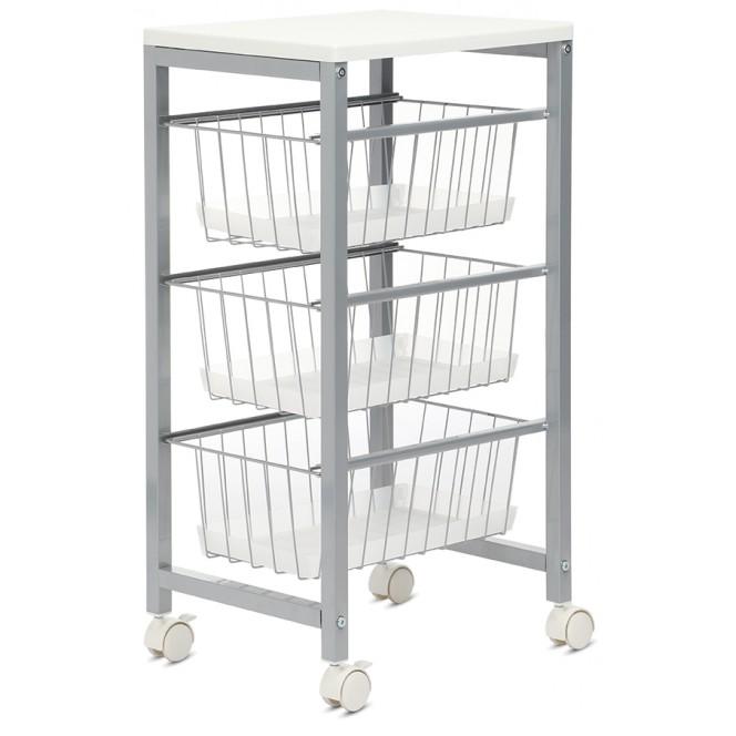 Suporte para legumes Duett com 3 cestos em madeira branca