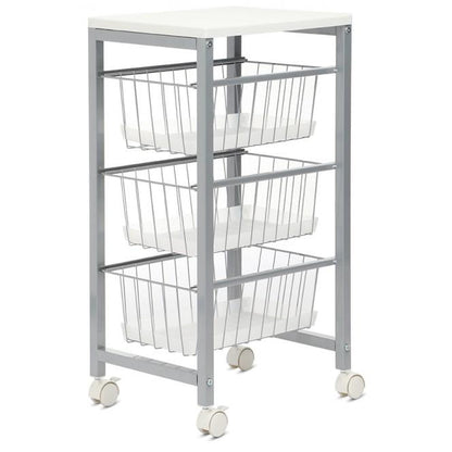 Suporte para legumes Duett com 3 cestos em madeira branca