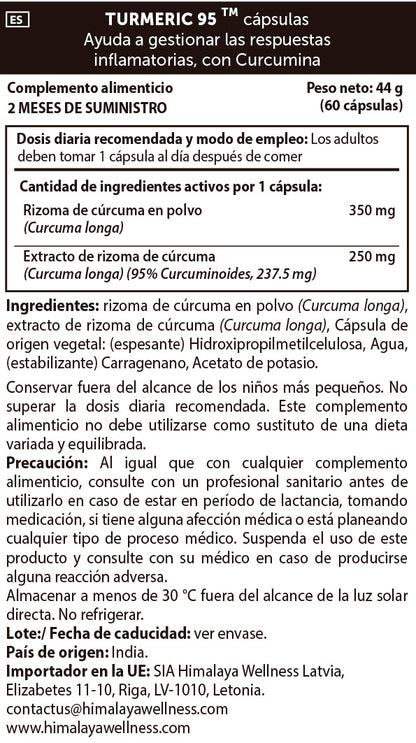 Cúrcuma Cúrcuma Biológica, Himalaias, 60 Cápsulas
