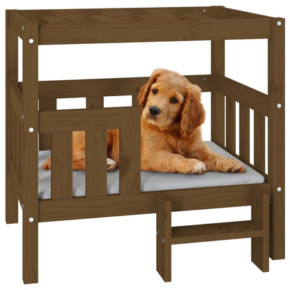 Vidaxl Cama Para Perros Madera Maciza Pino Marrón Miel 75,5x63,5x70 Cm_3