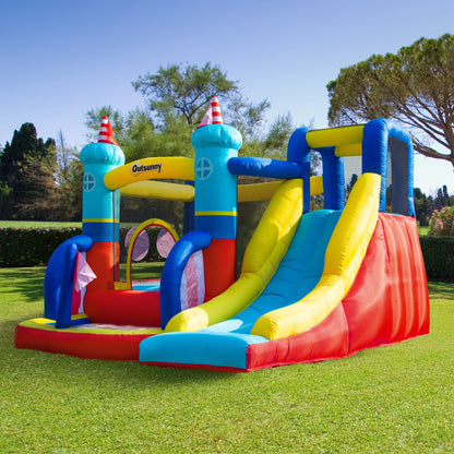 Outsunny Castillo Hinchable Con Tobogán Cama De Salto Y Piscina 265x260x200 Cm_1