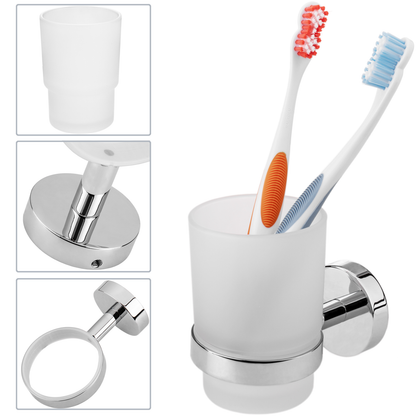 Vaso 68mm Diámetro Porta Cepillo De Dientes Con Soporte Porta Vaso De Pared Modelo Paddy_1