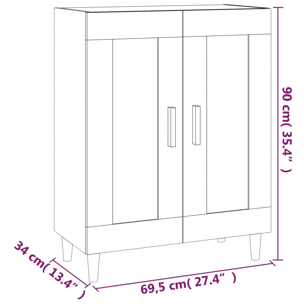 Aparador De Madera Contrachapada Roble Sonoma 69,5x34x90 Cm / Vetonek_5