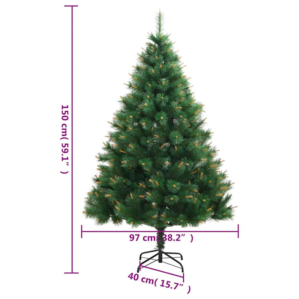 Vidaxl Árbol De Navidad Artificial Con Bisagras 150 Led Y Bolas 150 Cm_2