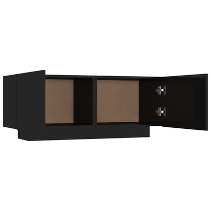 Mesita De Noche Madera De Ingeniería Negro Brillo 100x35x40 Cm_3