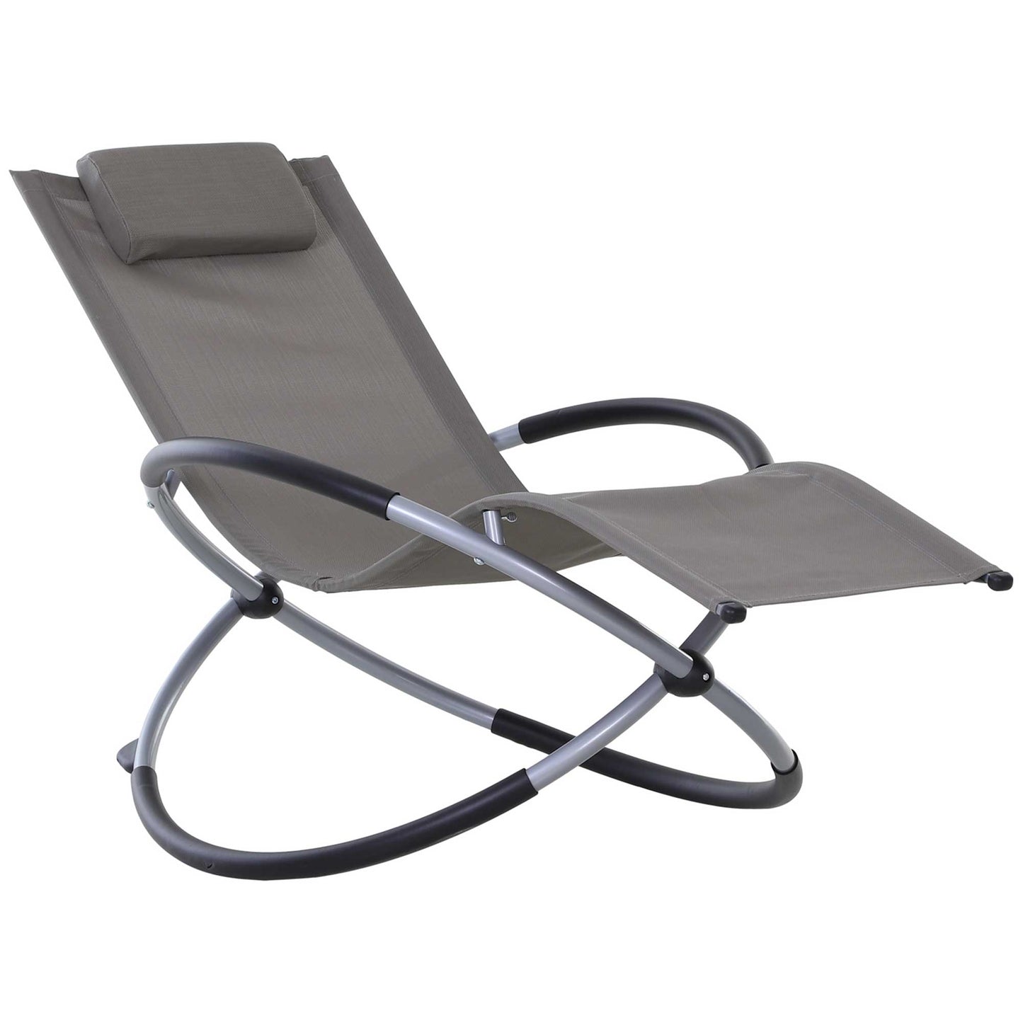 Outsunny Tumbona Mecedora De Jardín Con Reposacabezas 154x80x84cm Gris_0