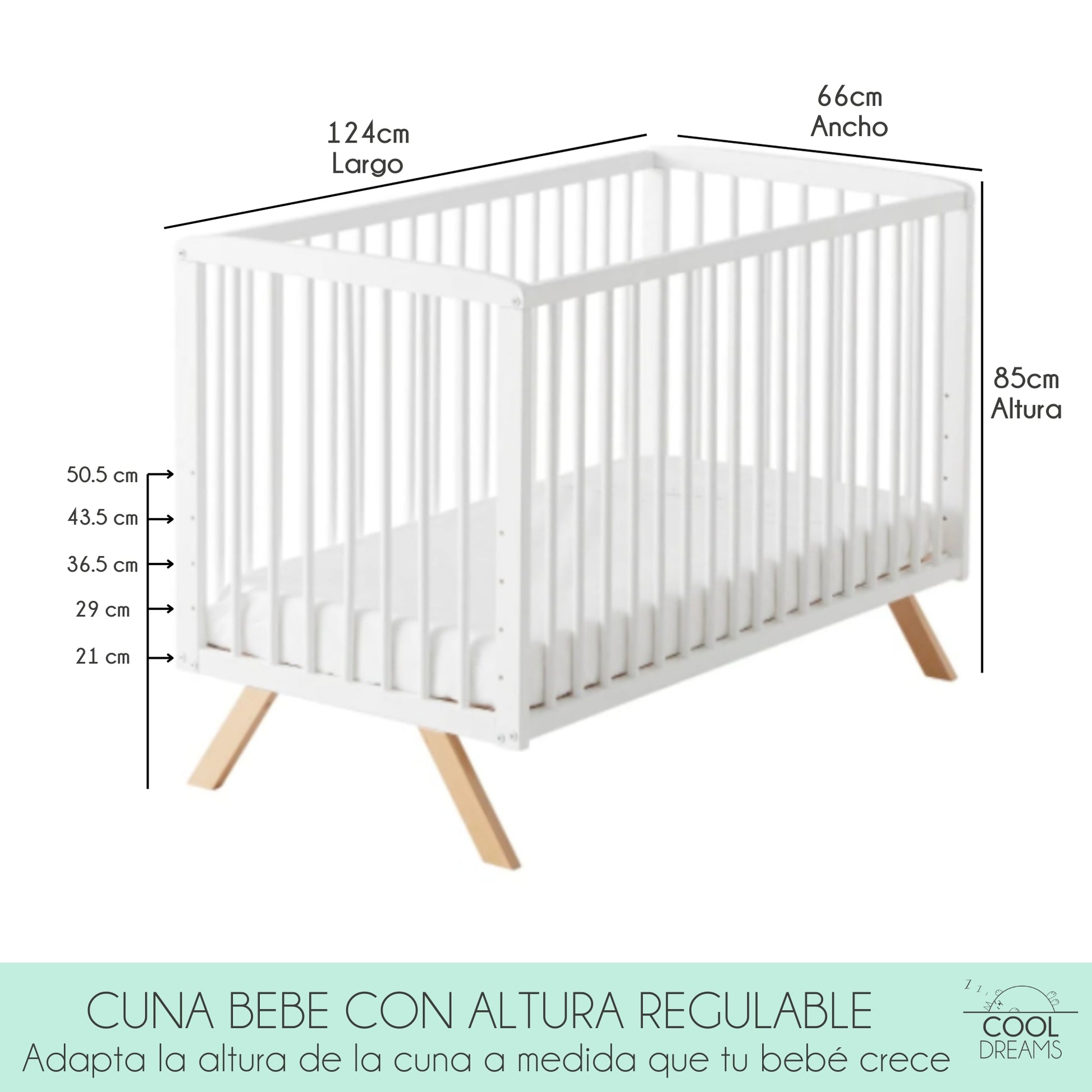 Cuna Colecho De Bebé Nuru Estilo Nórdico 120x60 Cm, Con Kit Colecho Incluido_2