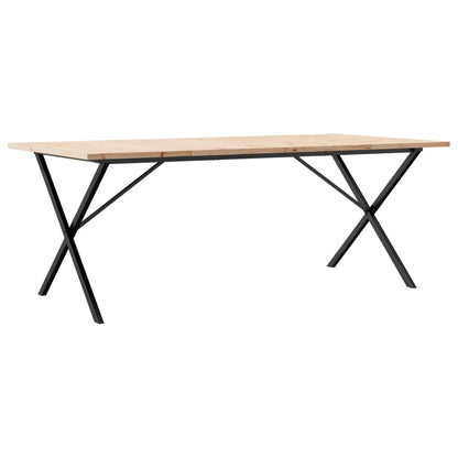 Mesa De Comedor Marco X Madera Maciza Pino Acero 200x100x75,5cm_0