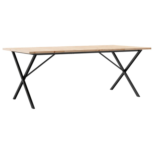 Mesa De Comedor Marco X Madera Maciza Pino Acero 200x100x75,5cm_0