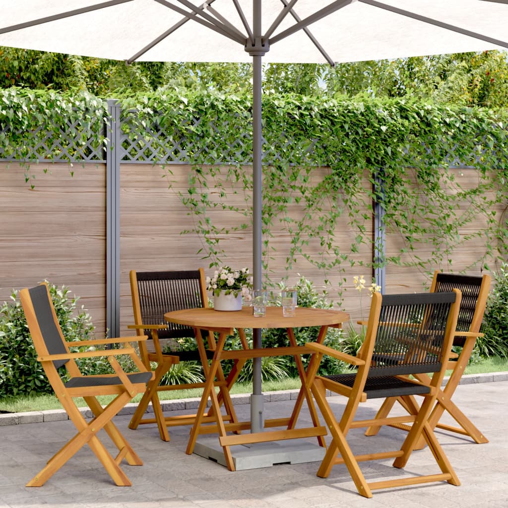 Set De Comedor Jardín 5 Pzas Polipropileno Madera Maciza Negro / Vetonek_4