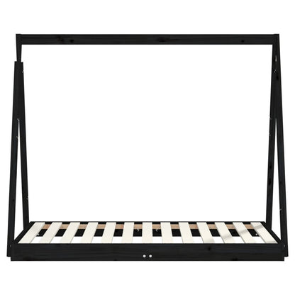 Vidaxl Estructura De Cama Para Niños Madera De Pino Negro 70x140 Cm_3