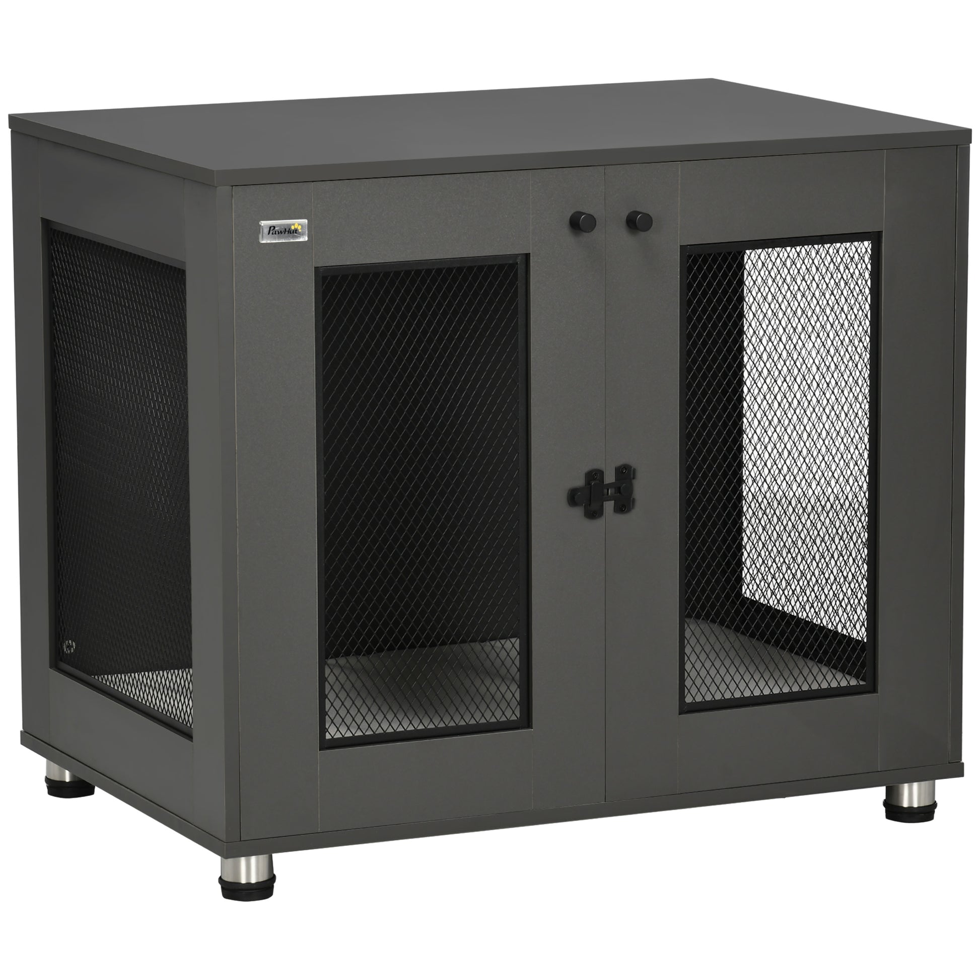 Pawhut Jaula Para Perros Mesa Auxiliar Con 2 Puertas Con Pestillo 80x55x70 Cm_0